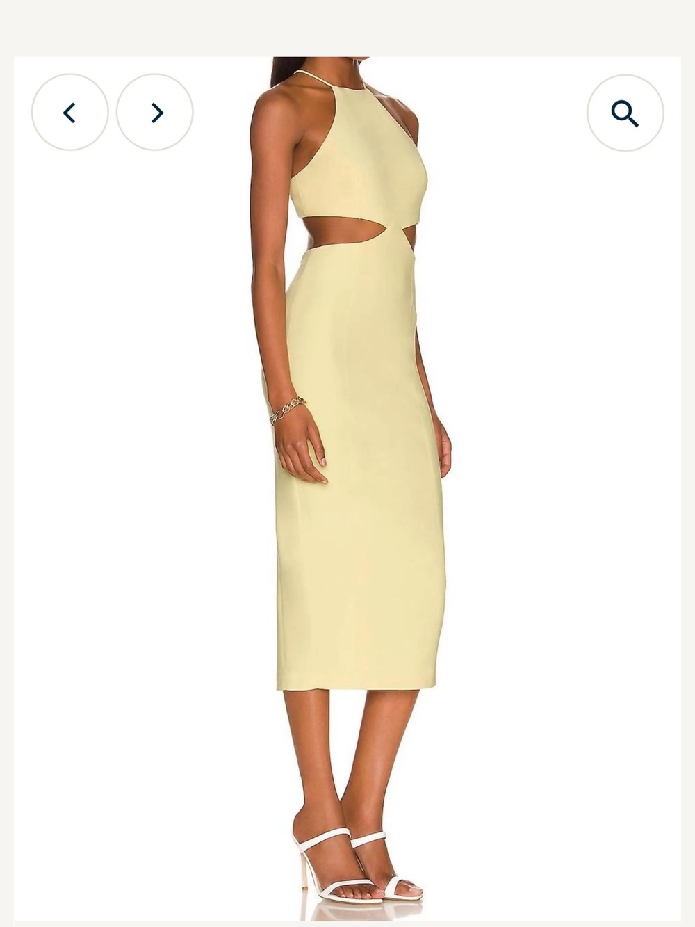 MISHA Cutout Midi Dress in Butter Yellow